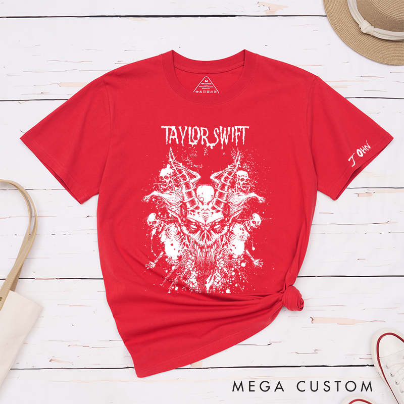 Personalized Classic T-Shirts Edgy Skull Splatter and Bold and Artistic Graphic Tee Perfect for Fans of Dark Designs and Heavy Metal Gift