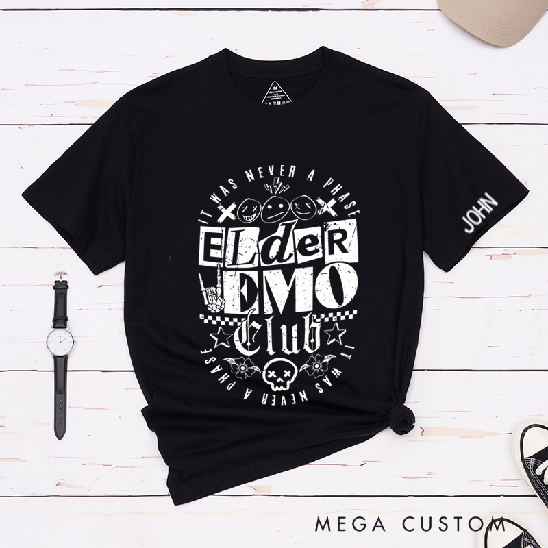 Personalized Classic T-Shirts Elder Emo Nostalgic Punk Graphic Tee Perfect for Alternative and Rock Fans T-Shirt