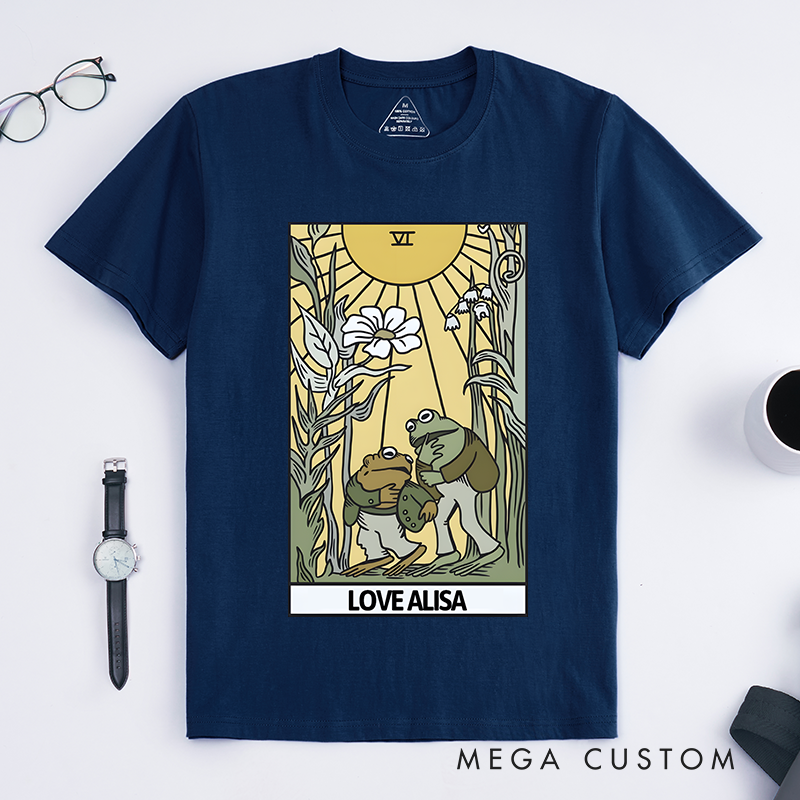 Personalized Classic T-Shirts Frog & Star the Lovers Tarot Card T Shirt Gift for Womens and Mens Unisex Top Adult Tee Vintage Music Best Movie Gift