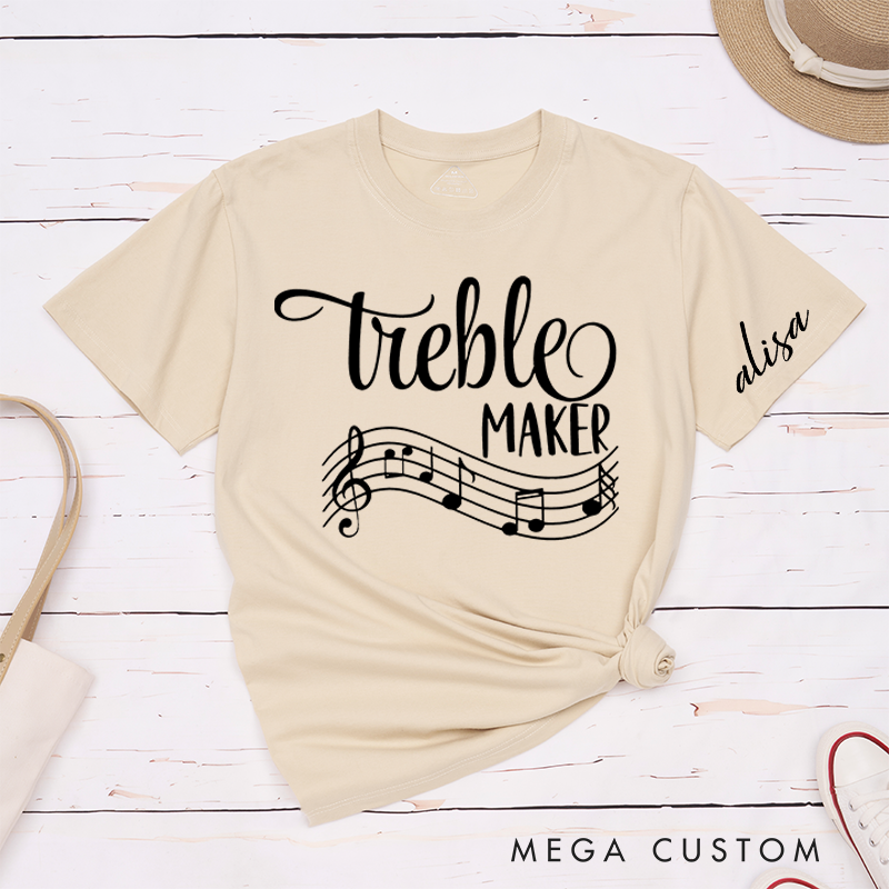Personalized Classic T-Shirts Funny Musician Tee and Treble Maker Piano Shirt Music Teacher and Piano and Music Notes Gift