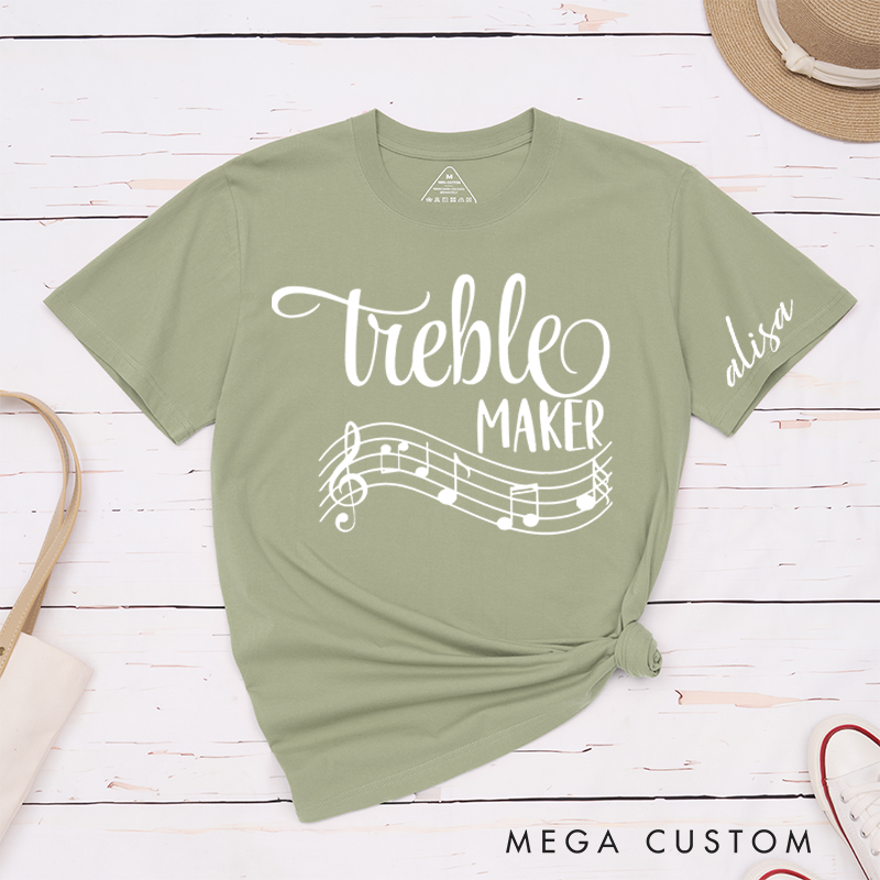 Personalized Classic T-Shirts Funny Musician Tee and Treble Maker Piano Shirt Music Teacher and Piano and Music Notes Gift