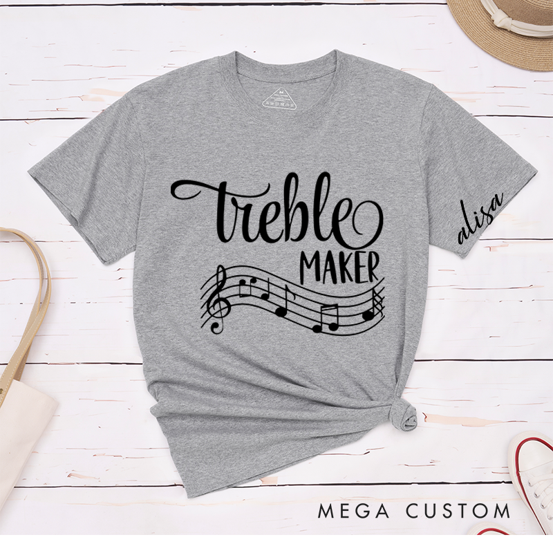 Personalized Classic T-Shirts Funny Musician Tee and Treble Maker Piano Shirt Music Teacher and Piano and Music Notes Gift
