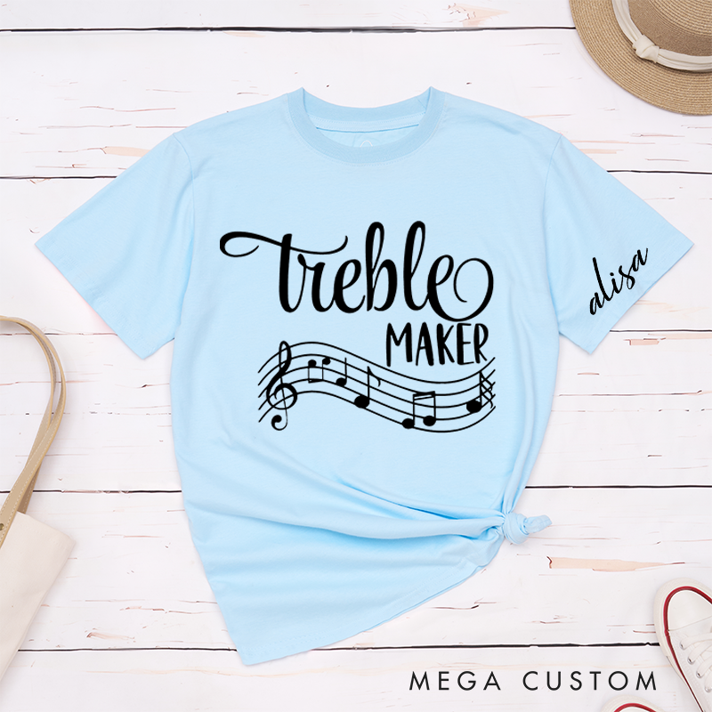 Personalized Classic T-Shirts Funny Musician Tee and Treble Maker Piano Shirt Music Teacher and Piano and Music Notes Gift
