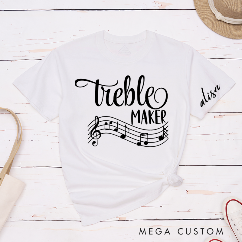 Personalized Classic T-Shirts Funny Musician Tee and Treble Maker Piano Shirt Music Teacher and Piano and Music Notes Gift