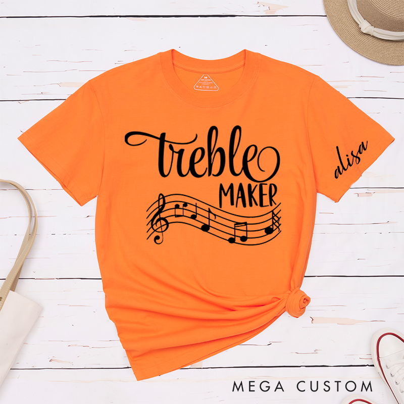 Personalized Classic T-Shirts Funny Musician Tee and Treble Maker Piano Shirt Music Teacher and Piano and Music Notes Gift