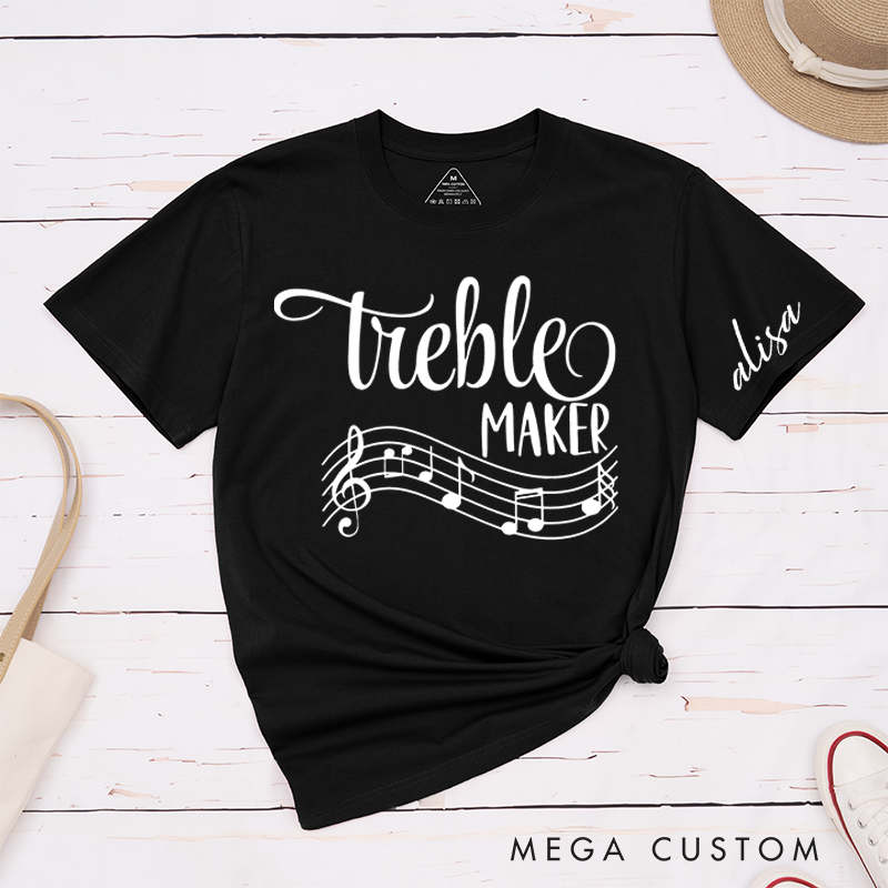 Personalized Classic T-Shirts Funny Musician Tee and Treble Maker Piano Shirt Music Teacher and Piano and Music Notes Gift