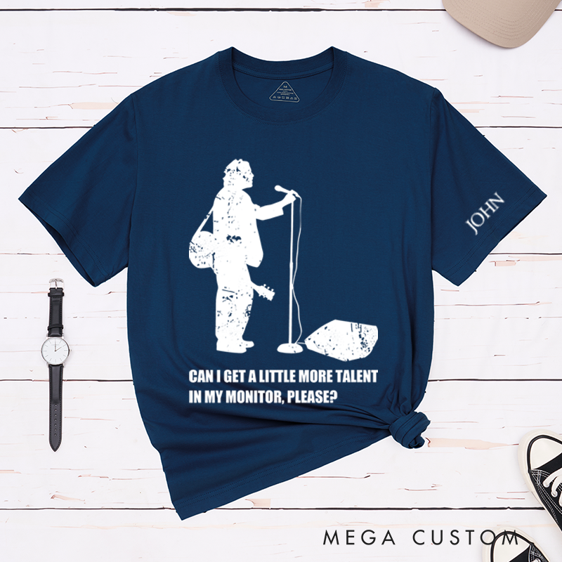 Personalized Classic T-Shirts Funny Musician and Humorous More Talent in My Monitor Graphic Tee with Silhouette Design gift