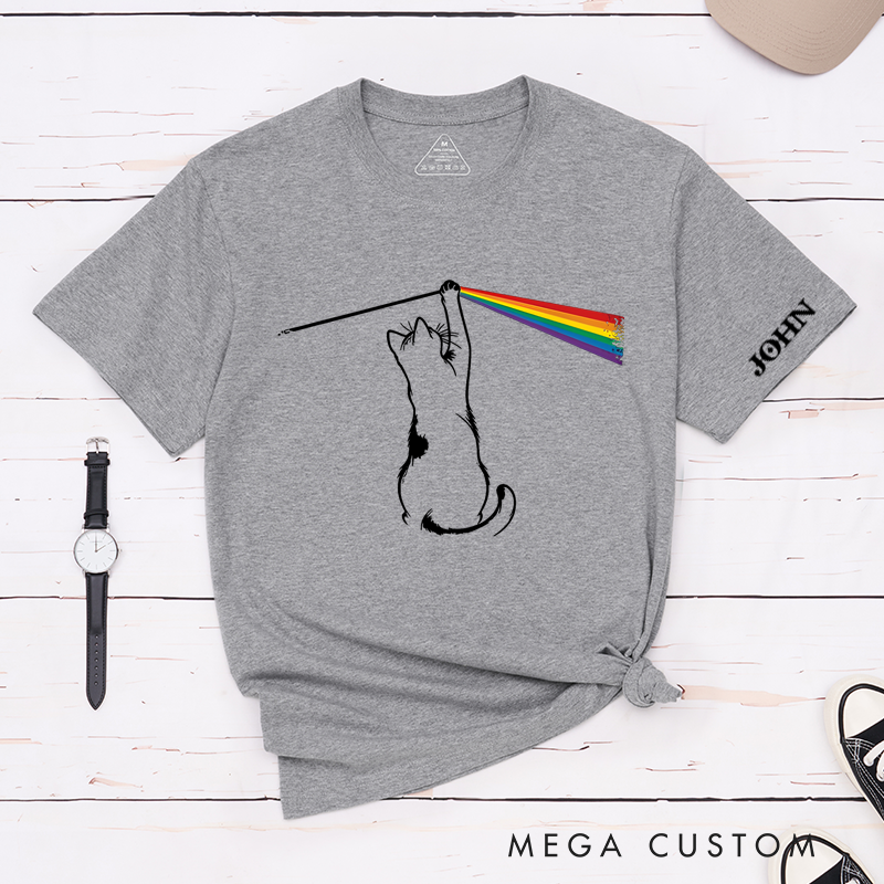Personalized Classic T-Shirts Futuristic Prism Spectrum Tee Vibrant Rainbow Triangular Spectrum and Iconic Album Art Music Lover's Gift