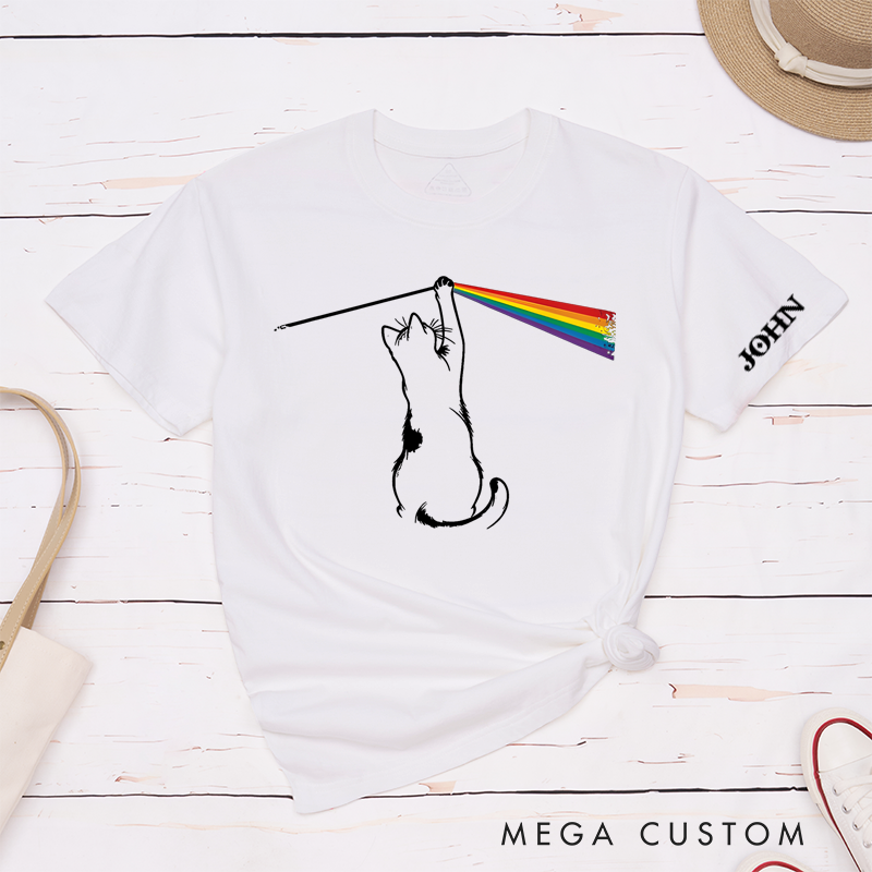 Personalized Classic T-Shirts Futuristic Prism Spectrum Tee Vibrant Rainbow Triangular Spectrum and Iconic Album Art Music Lover's Gift