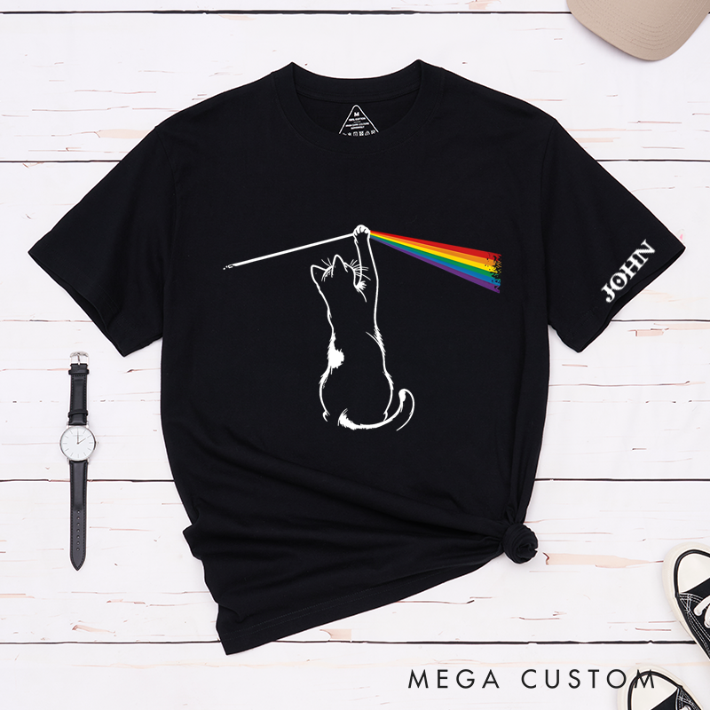 Personalized Classic T-Shirts Futuristic Prism Spectrum Tee Vibrant Rainbow Triangular Spectrum and Iconic Album Art Music Lover's Gift