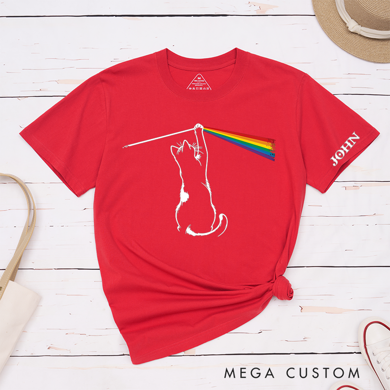 Personalized Classic T-Shirts Futuristic Prism Spectrum Tee Vibrant Rainbow Triangular Spectrum and Iconic Album Art Music Lover's Gift