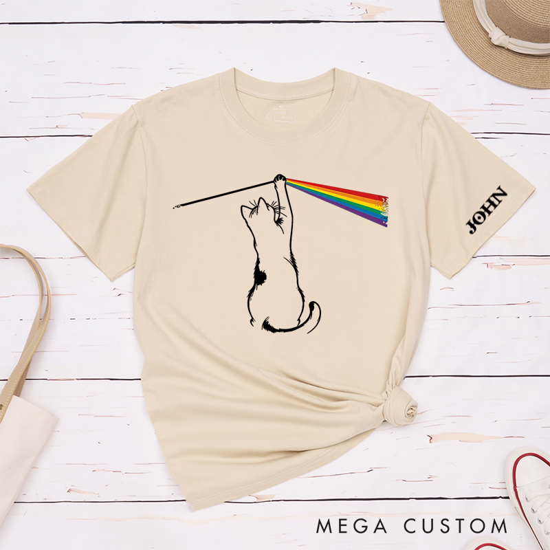 Personalized Classic T-Shirts Futuristic Prism Spectrum Tee Vibrant Rainbow Triangular Spectrum and Iconic Album Art Music Lover's Gift