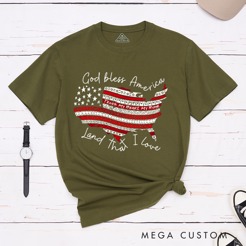Personalized Classic T-Shirts God Bless America Patriotic Land That I Love T-Shirt