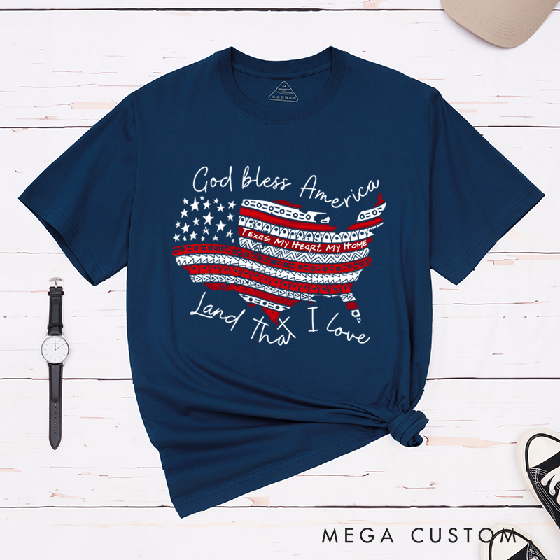 Personalized Classic T-Shirts God Bless America Patriotic Land That I Love T-Shirt