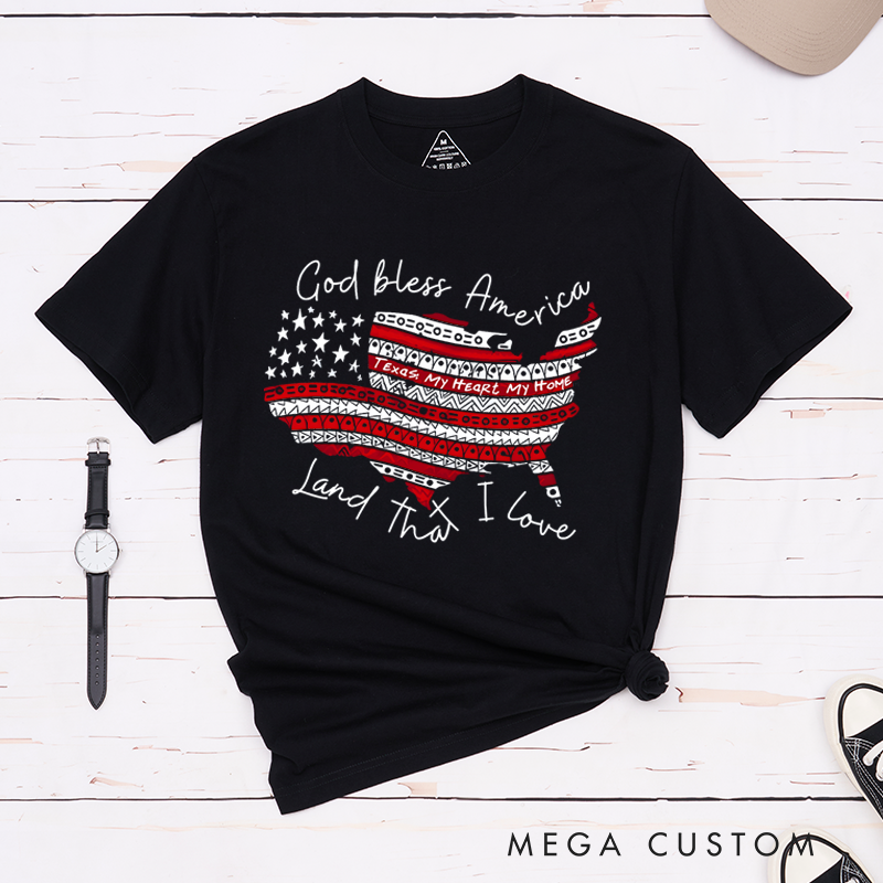 Personalized Classic T-Shirts God Bless America Patriotic Land That I Love T-Shirt