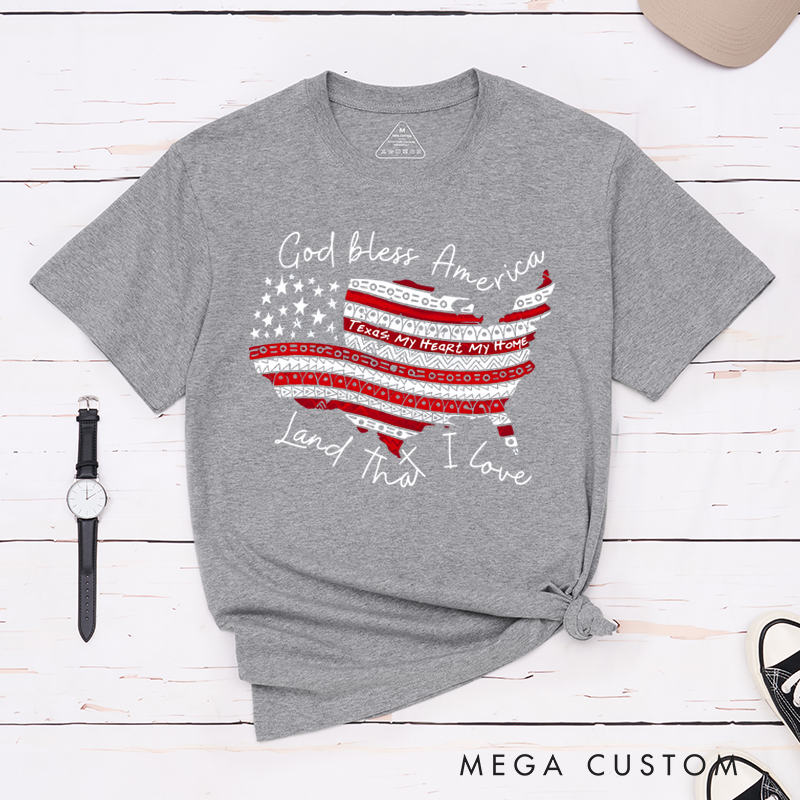 Personalized Classic T-Shirts God Bless America Patriotic Land That I Love T-Shirt