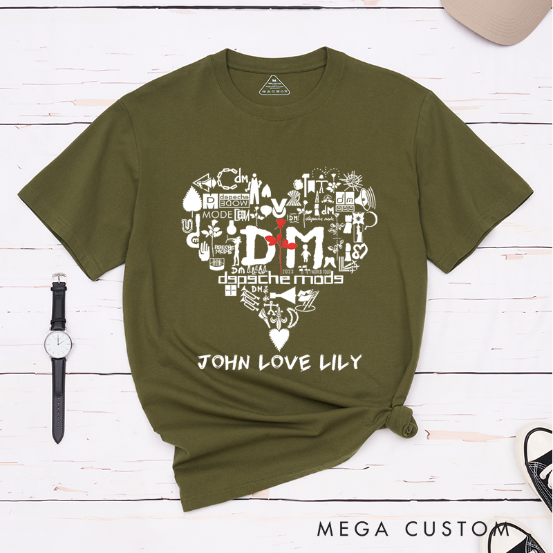 Personalized Classic T-Shirts Heart and Rose and Romantic Minimalist Graphic Tee Love-Inspired Design Perfect Gift for Valentine's Day