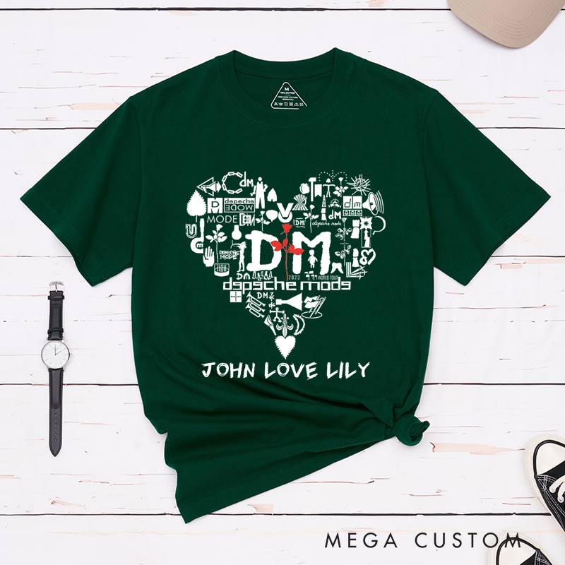 Personalized Classic T-Shirts Heart and Rose and Romantic Minimalist Graphic Tee Love-Inspired Design Perfect Gift for Valentine's Day