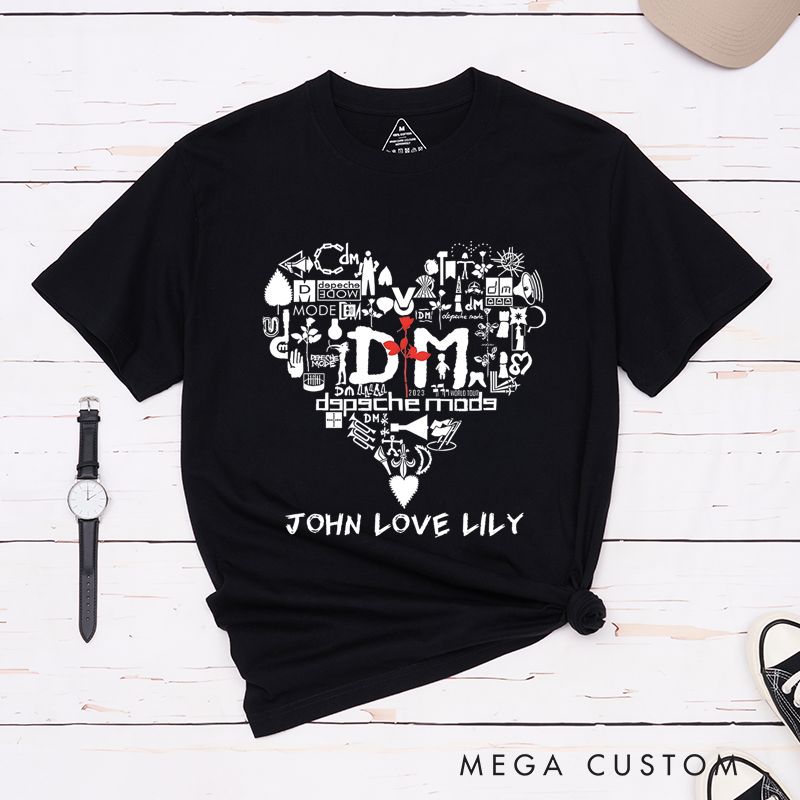 Personalized Classic T-Shirts Heart and Rose and Romantic Minimalist Graphic Tee Love-Inspired Design Perfect Gift for Valentine's Day