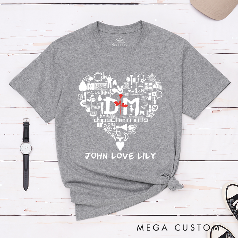 Personalized Classic T-Shirts Heart and Rose and Romantic Minimalist Graphic Tee Love-Inspired Design Perfect Gift for Valentine's Day