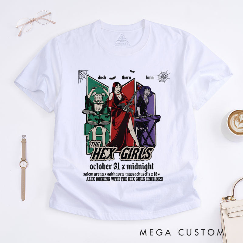 Personalized Classic T-Shirts Hex Girls Halloween T-Shirt Spooky Band Graphic Tee Perfect for Gothic and Music Enthusiasts T-Shirt