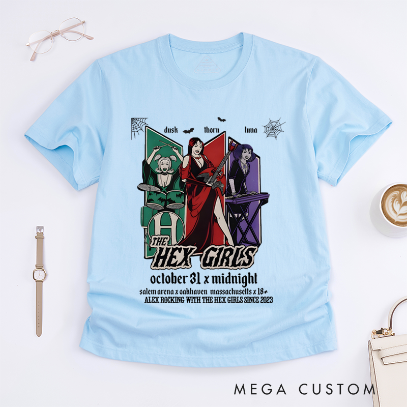 Personalized Classic T-Shirts Hex Girls Halloween T-Shirt Spooky Band Graphic Tee Perfect for Gothic and Music Enthusiasts T-Shirt