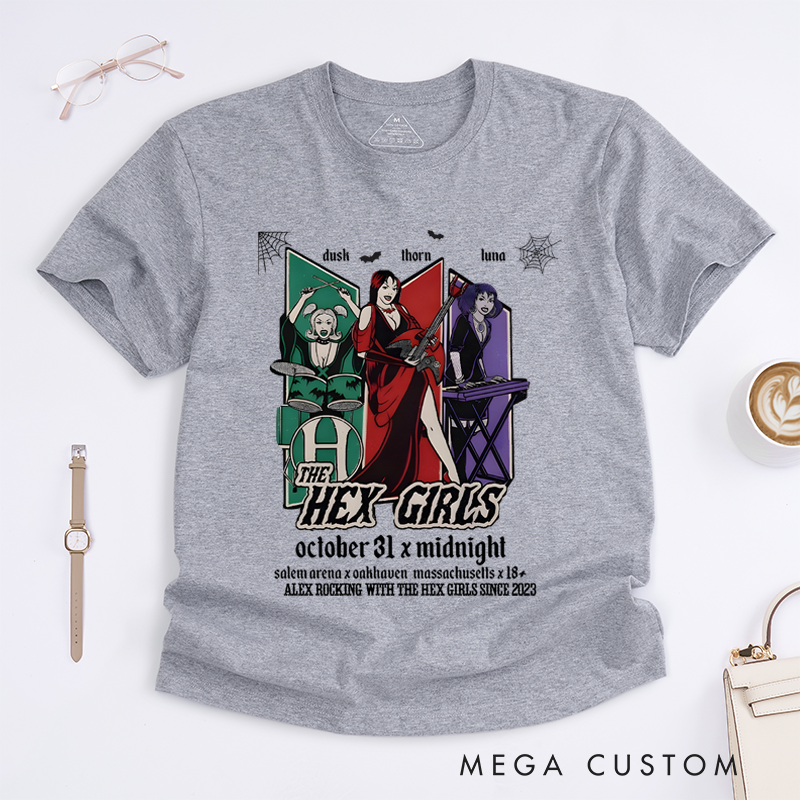 Personalized Classic T-Shirts Hex Girls Halloween T-Shirt Spooky Band Graphic Tee Perfect for Gothic and Music Enthusiasts T-Shirt