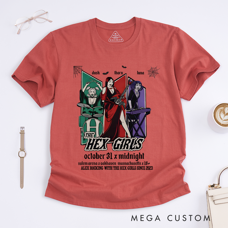 Personalized Classic T-Shirts Hex Girls Halloween T-Shirt Spooky Band Graphic Tee Perfect for Gothic and Music Enthusiasts T-Shirt