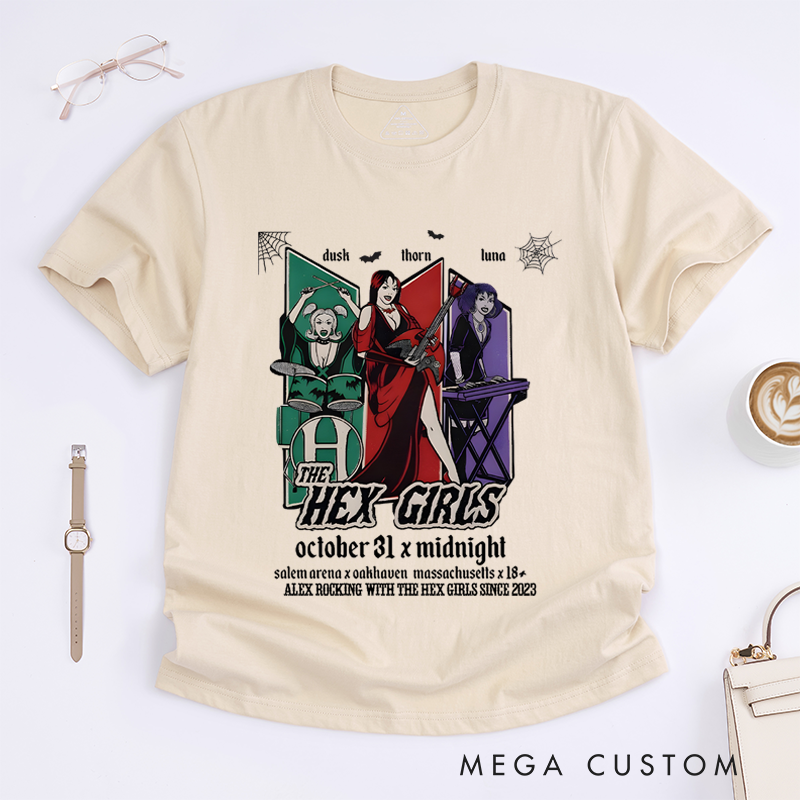 Personalized Classic T-Shirts Hex Girls Halloween T-Shirt Spooky Band Graphic Tee Perfect for Gothic and Music Enthusiasts T-Shirt