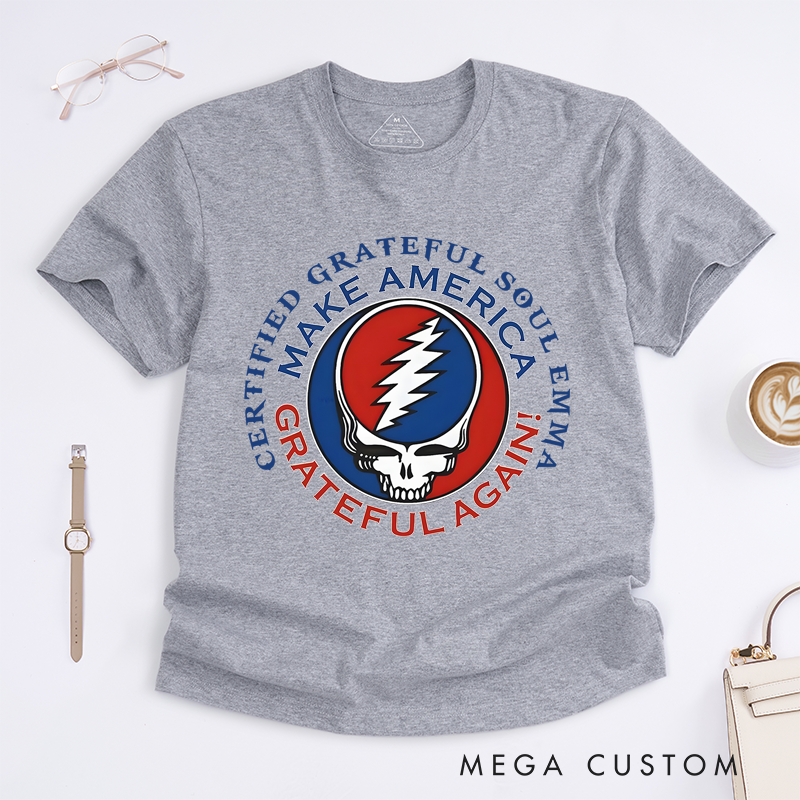 Personalized Classic T-Shirts Make America Grateful Again and Patriotic Skull Graphic Tee