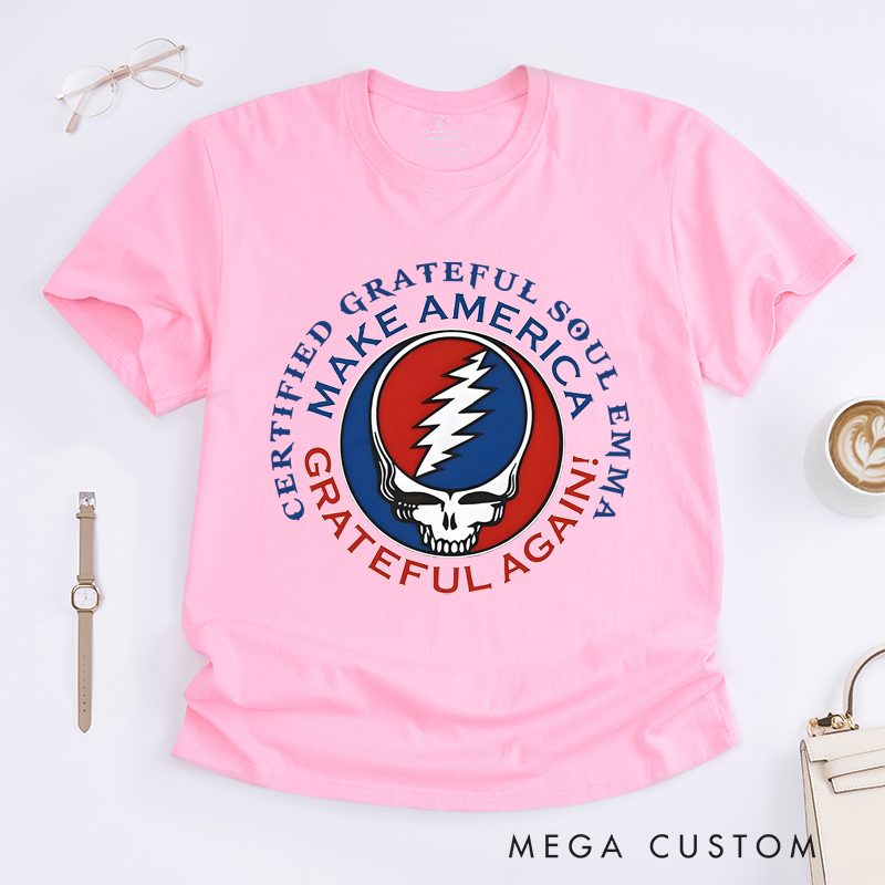 Personalized Classic T-Shirts Make America Grateful Again and Patriotic Skull Graphic Tee