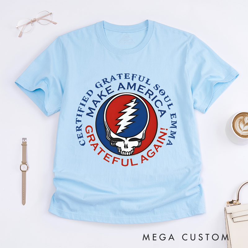 Personalized Classic T-Shirts Make America Grateful Again and Patriotic Skull Graphic Tee
