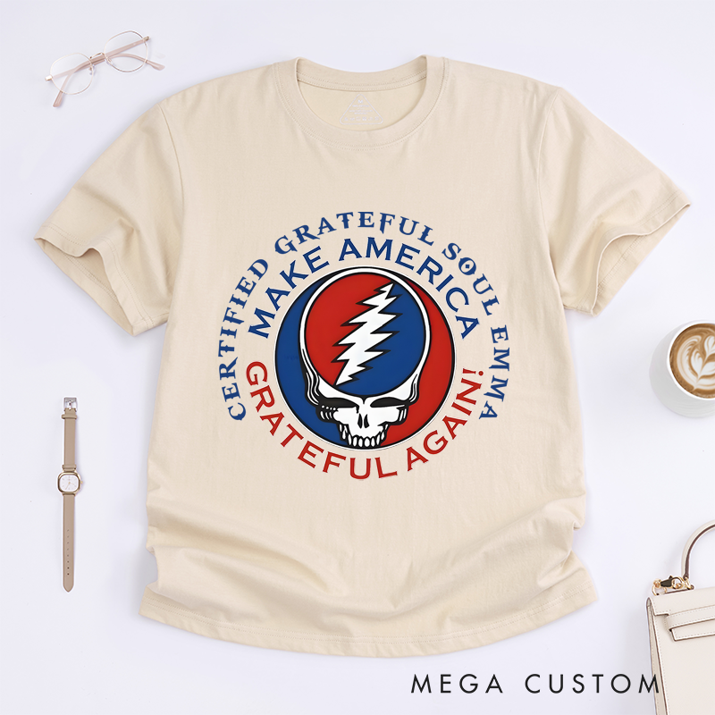 Personalized Classic T-Shirts Make America Grateful Again and Patriotic Skull Graphic Tee