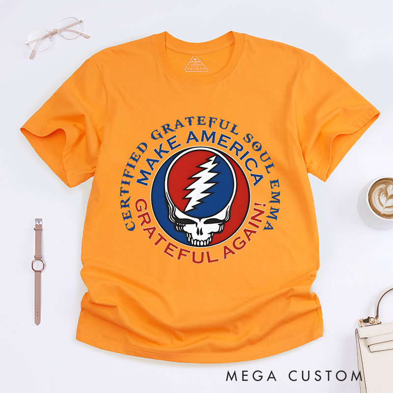 Personalized Classic T-Shirts Make America Grateful Again and Patriotic Skull Graphic Tee