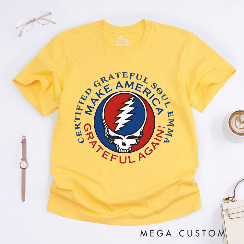 Personalized Classic T-Shirts Make America Grateful Again and Patriotic Skull Graphic Tee