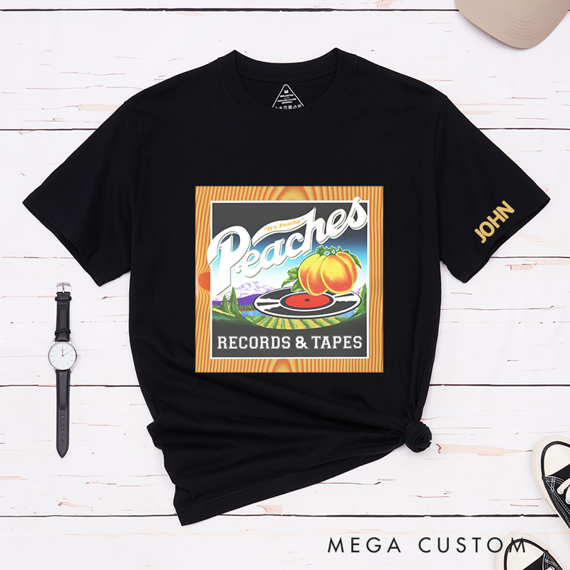 Personalized Classic T-Shirts Peaches Records & Tapes Tee Vintage Vinyl and Music Lover Graphic Tee