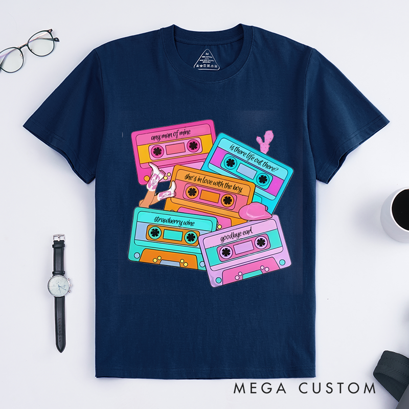 Personalized Classic T-Shirts Personalized Song Name Custom Cassette Tape and Country Music and Country Concert T-Shirt