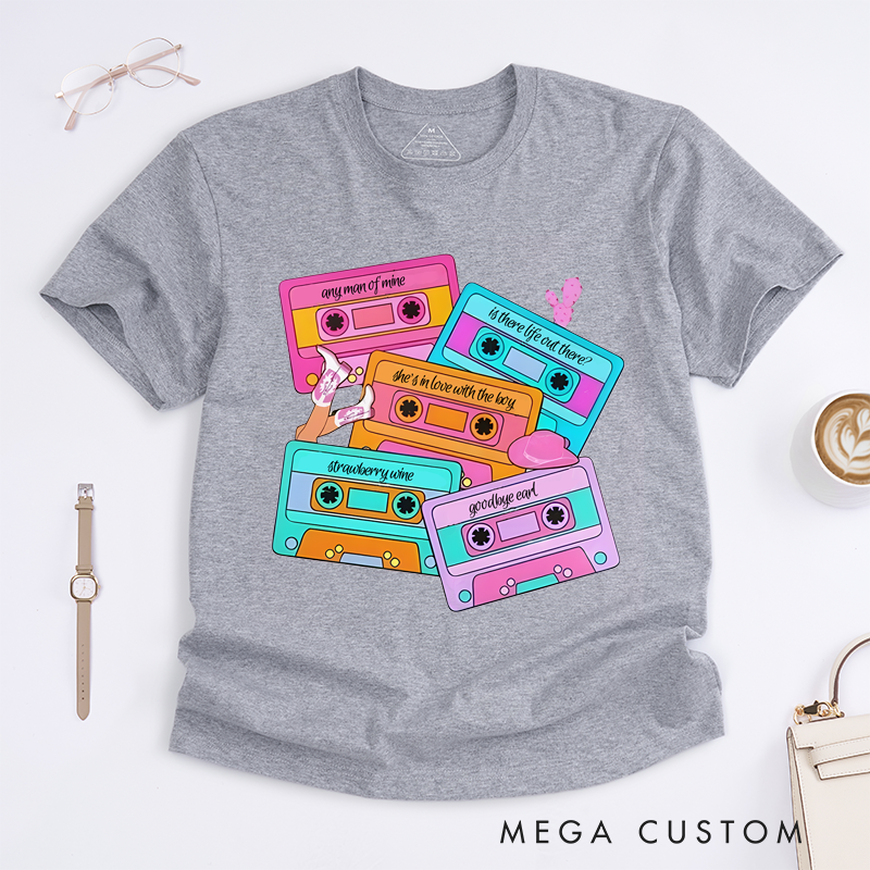 Personalized Classic T-Shirts Personalized Song Name Custom Cassette Tape and Country Music and Country Concert T-Shirt