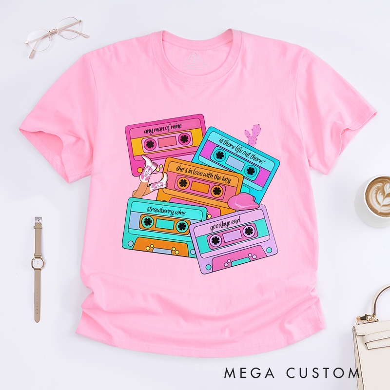 Personalized Classic T-Shirts Personalized Song Name Custom Cassette Tape and Country Music and Country Concert T-Shirt