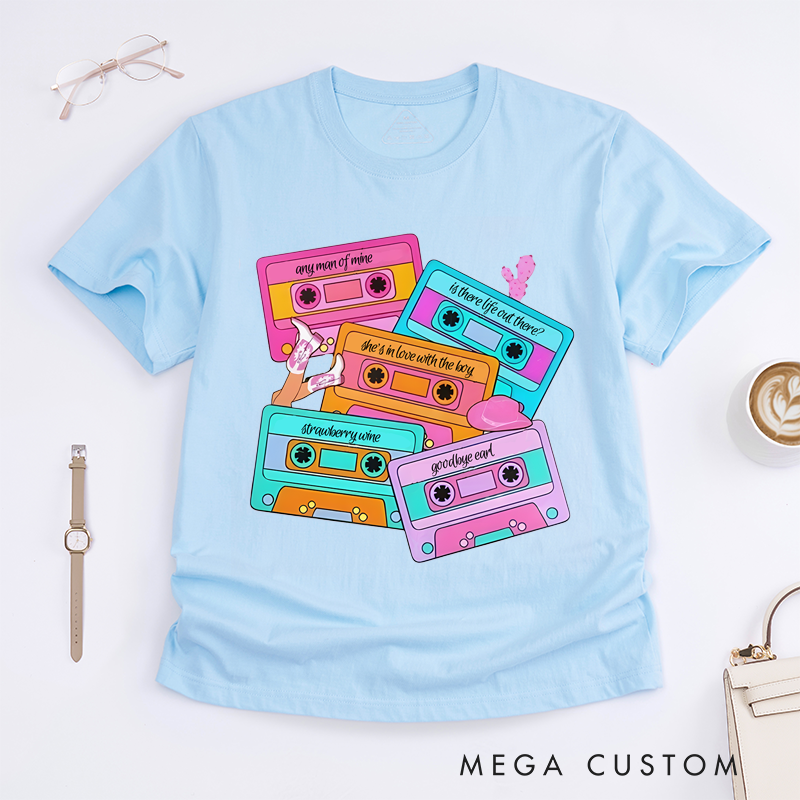 Personalized Classic T-Shirts Personalized Song Name Custom Cassette Tape and Country Music and Country Concert T-Shirt
