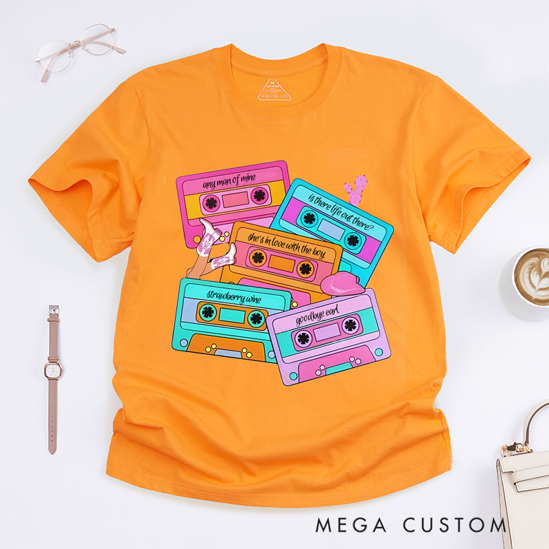 Personalized Classic T-Shirts Personalized Song Name Custom Cassette Tape and Country Music and Country Concert T-Shirt
