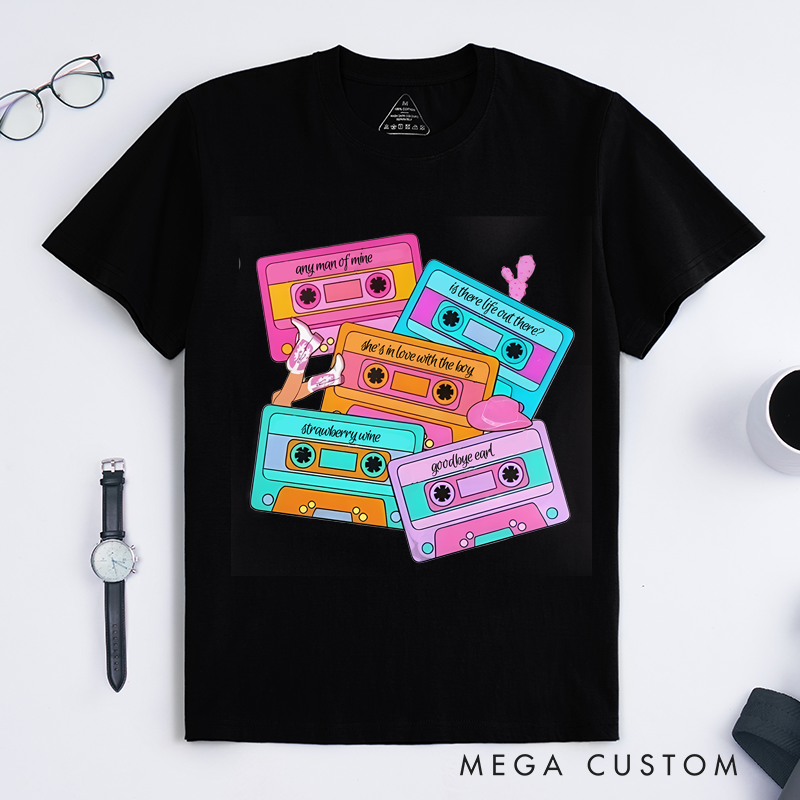 Personalized Classic T-Shirts Personalized Song Name Custom Cassette Tape and Country Music and Country Concert T-Shirt
