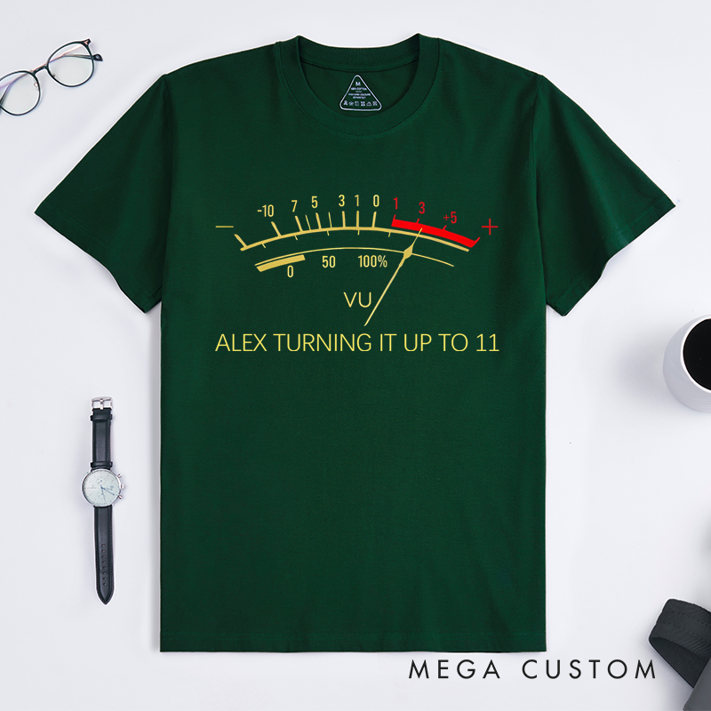 Personalized Classic T-Shirts Retro-Inspired T Shirt Featuring Vintage VU Meter Design Perfect for Audio Engineers Music Lovers Tee