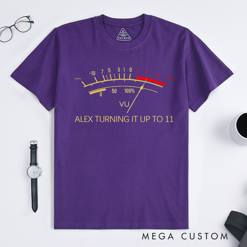Personalized Classic T-Shirts Retro-Inspired T Shirt Featuring Vintage VU Meter Design Perfect for Audio Engineers Music Lovers Tee