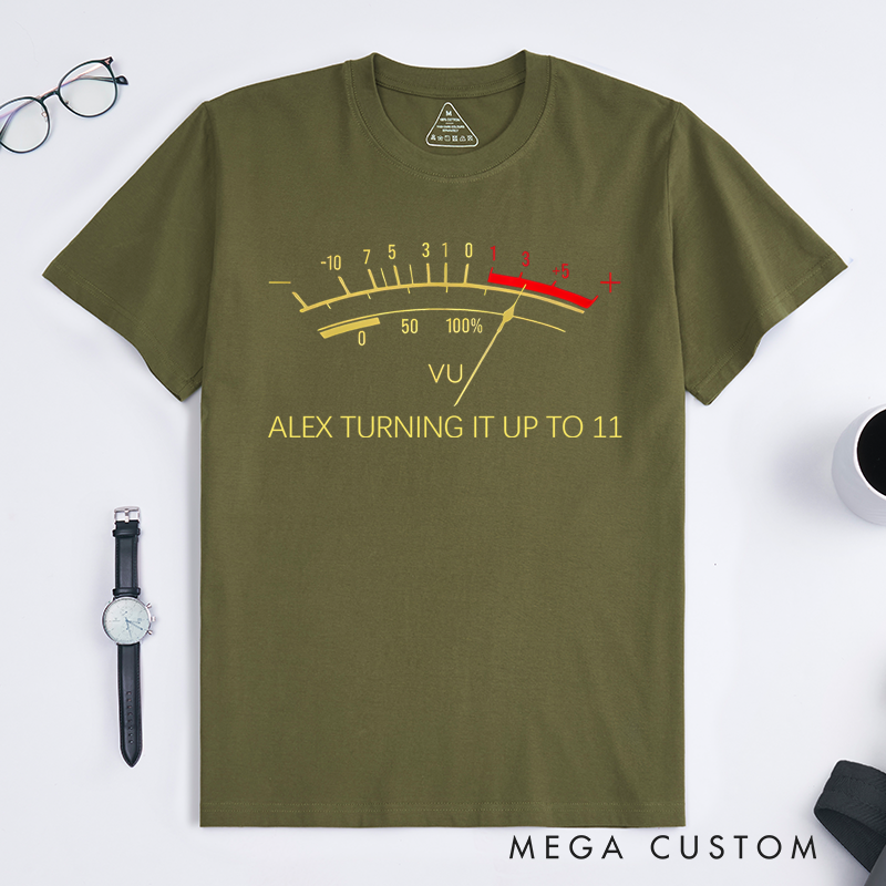 Personalized Classic T-Shirts Retro-Inspired T Shirt Featuring Vintage VU Meter Design Perfect for Audio Engineers Music Lovers Tee