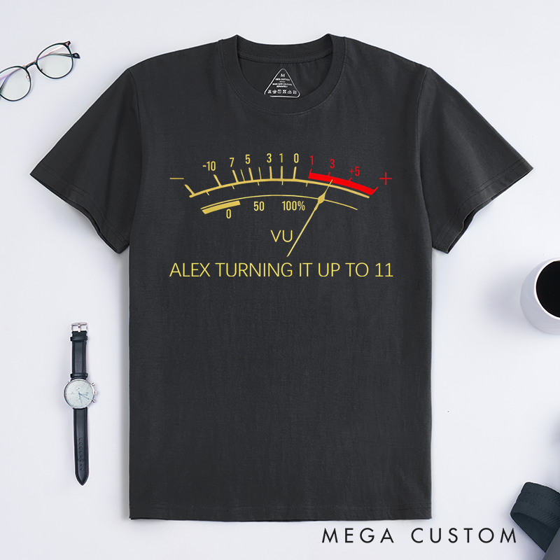 Personalized Classic T-Shirts Retro-Inspired T Shirt Featuring Vintage VU Meter Design Perfect for Audio Engineers Music Lovers Tee