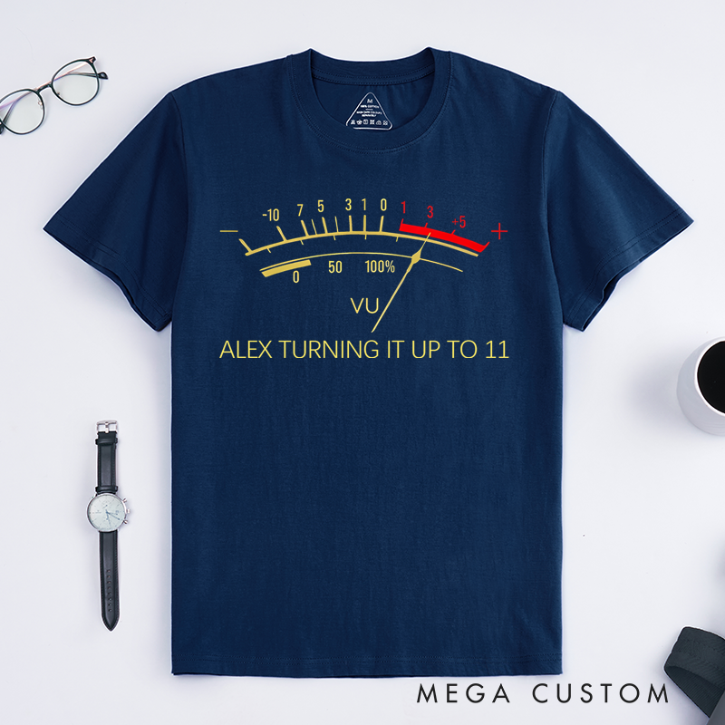 Personalized Classic T-Shirts Retro-Inspired T Shirt Featuring Vintage VU Meter Design Perfect for Audio Engineers Music Lovers Tee