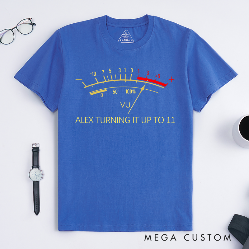 Personalized Classic T-Shirts Retro-Inspired T Shirt Featuring Vintage VU Meter Design Perfect for Audio Engineers Music Lovers Tee