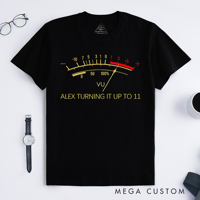 Personalized Classic T-Shirts Retro-Inspired T Shirt Featuring Vintage VU Meter Design Perfect for Audio Engineers Music Lovers Tee