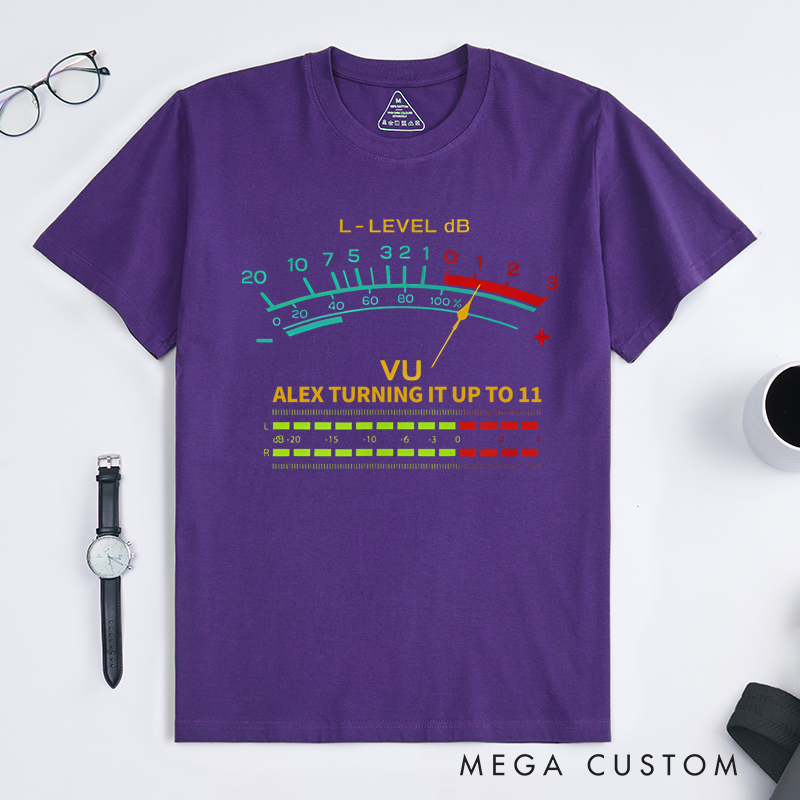 Personalized Classic T-Shirts Retro-Inspired T Shirt Featuring Vintage VU Meter Design Perfect for Audio Engineers Music Lovers Tee